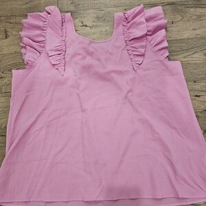 Pink Ruffled Sleeve Women's Top
